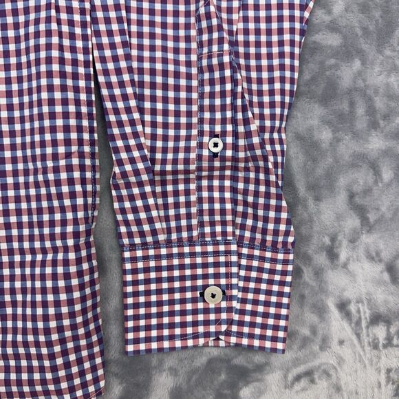 UNTUCKit Mens Size Xl Shirt Red White Blue Gingham Plaid Long Sleeve Button Up - Picture 4 of 9